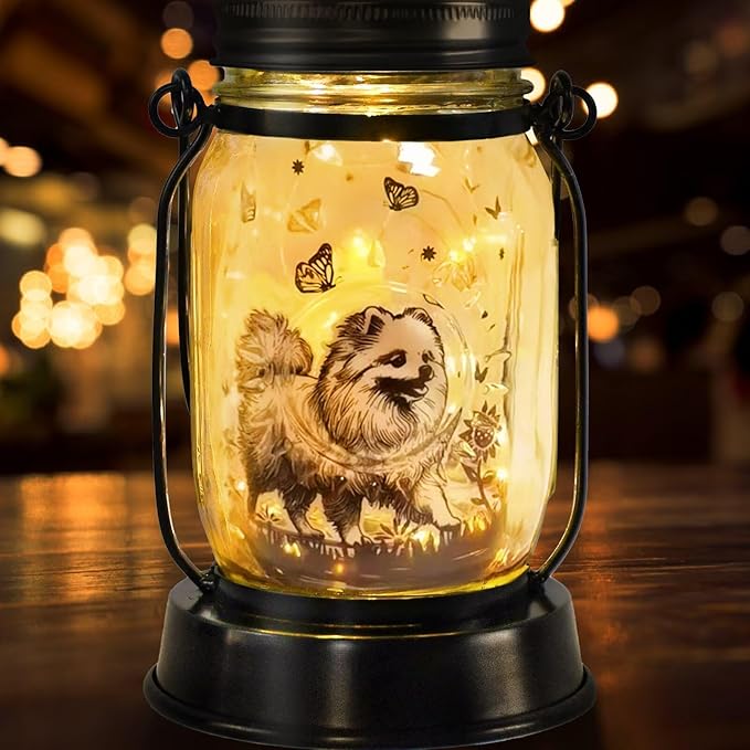 Pomeranian Gifts for Women/Men Pomeranian Solar Lanterns Dog Mom Birthday Dog Lovers Lantern Pet Loss Pet Memorial Lights Solar Garden Decoration for Yard, Patio,Backyard,Porch Torches - Bloomnest