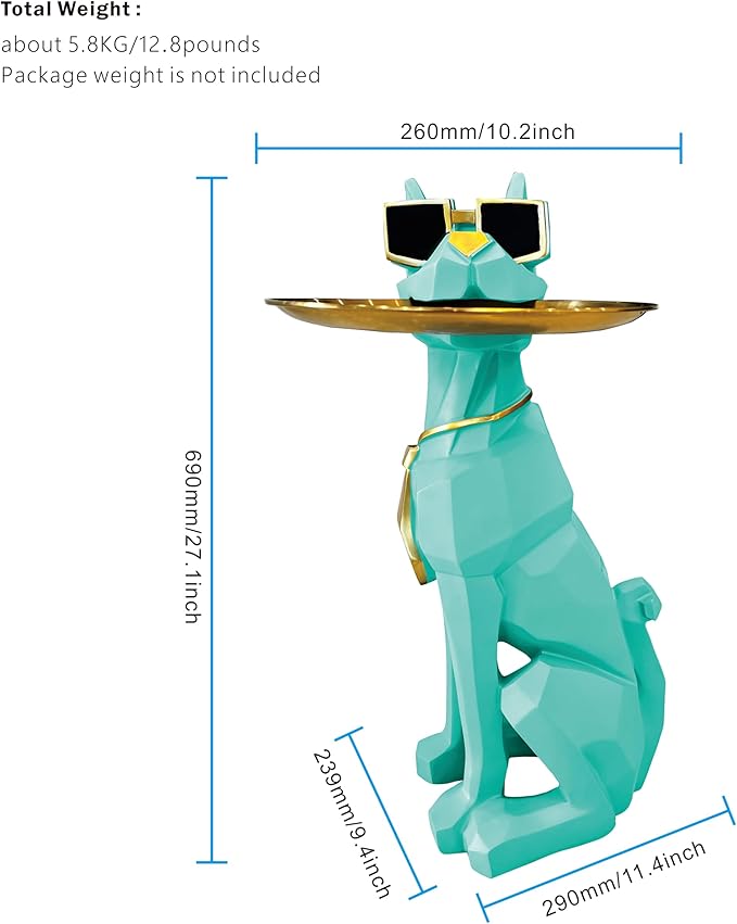 Beautiful and Elegant Decorative Pieces for Home, Dog Side Table with Tray and Storage,Dog 3D Sculpture Coffee Table Unique Home Decor (Green) - Bloomnest