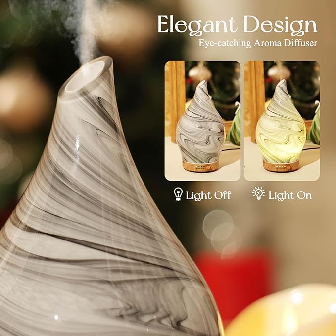 Porseme 150ml Essential Oil Diffuser Glass Color Changing Aroma Air Diffusers Aromatherapy Ultrasonic Cool Mist Humidifier 6 Running Hours Waterless Auto-Off for Sleeping, Yoga, Office, Spa (Ink) - Bloomnest