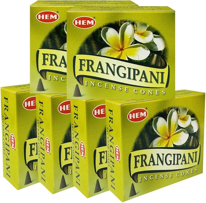 TRUMIRI Incense Cone Holder Bundle with Hem Firangipani Incense Cones - Pack of 6 (Approx 60 Cones)