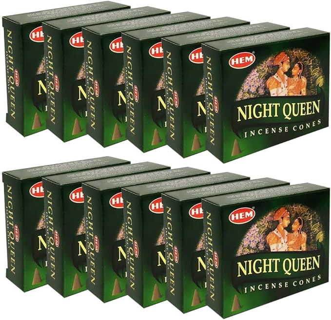 TRUMIRI Night Queen Incense Cone Bundle with Holder - 120 Cones (12 Packets of 10) TRUMIRI