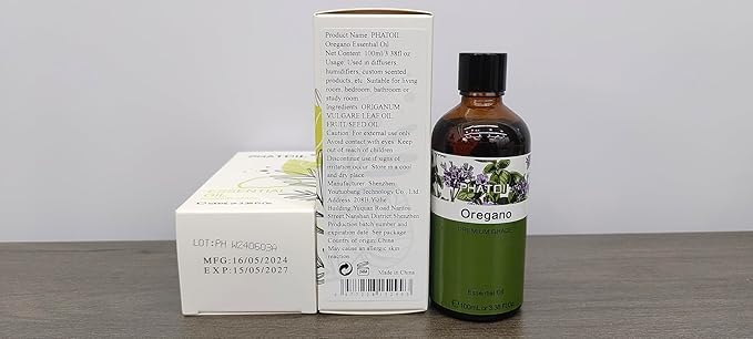 Oregano 3.38fl.oz Essential Oil, PHATOIL Pure Aromatherapy Oils for Diffuser, Humidifier, Perfect for DIY Soap, Candle, Bath Bombs Making(100ml) - Bloomnest