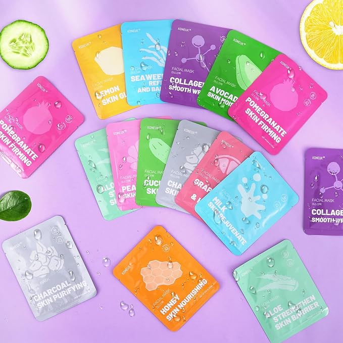 24 Pack Sheet Hydrating Face Masks Skincare, Soothing & Moisturizing Face Mask for All Skin Types, Bulk Collagen Face Mask for Women Skin Care, Facial Masks Set Spa Gifts for Women - Bloomnest