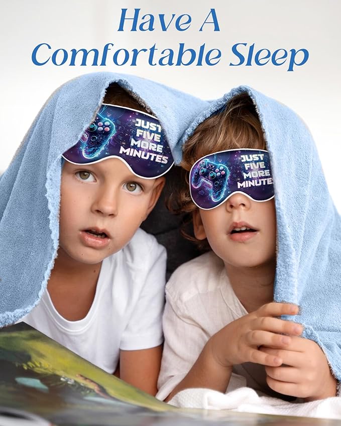 Kids Sleep Mask - Silk Eye Mask for Kids Cute Cartoon Cool Kawaii Soft Smooth Lightweight Boys Girls Teens Sleeping Mask with Adjustable Straps, Game - Bloomnest
