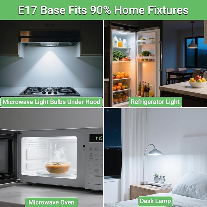 LED Microwave Light Bulbs Range Hood 40W Equivalent E17 Appliance Bulb Compatible with Whirlpool Maytag GE Kenmore 8206232A 5000k Daylight 4W 300LM CRI90 (Pack of 2) - Bloomnest