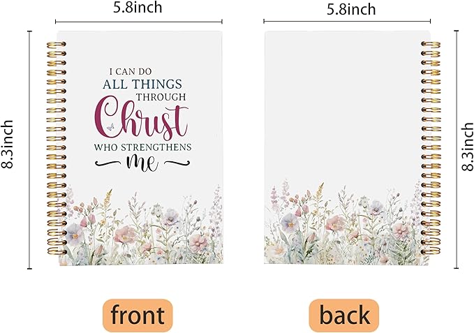 Watercolor Flower Christian Notebook Journal, Christian Gifts for Women Faith, I Can Do All Things Bible Journal Notebooks for Note Taking, Faith Based Gifts, Spiral Notebook 5.5x8.3 Inch - Bloomnest