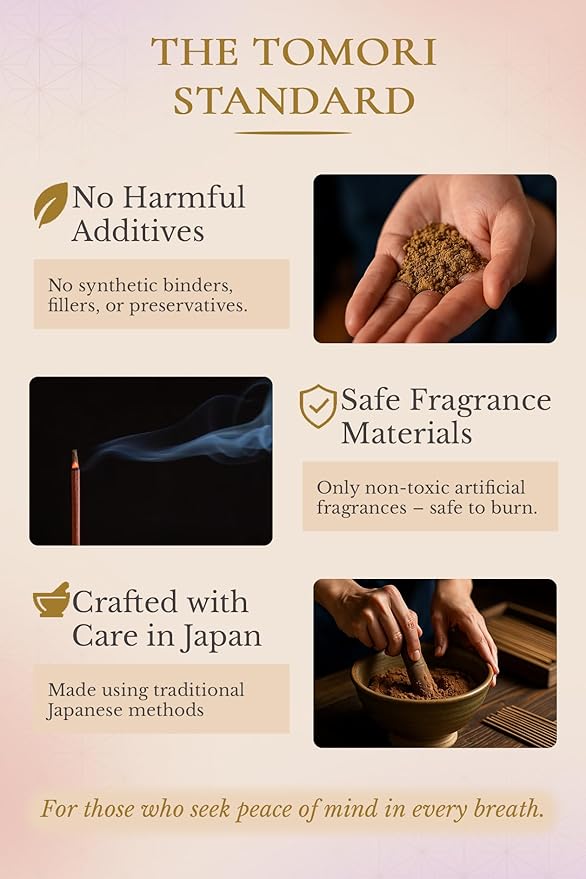 Luxury Japanese Incense Sticks 60sticks Pure Lily Bergamot Vanilla Jasmine Coreless Low Smoke Natural Charcoal Free Non Toxic Aromatherapy Meditation Calming Stress Relief Relaxation Yoga TOMORI