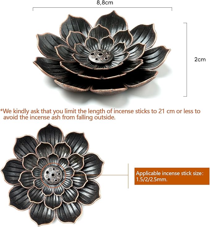 2 Pack Incense Burner, Incense Holder for Sticks, Brass Lotus Incense Stick Holder - Bloomnest