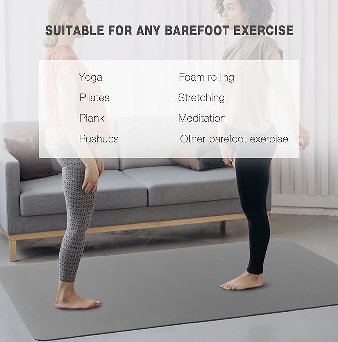 UMINEUX Large Yoga Mat for Men and Women 1/4 & 2/5 Inch Extra Thick TPE Fitness Mat for Home Gym Workout, Non-Slip, Eco Friendly Exercise Mat for Yoga, Pilates, Stretching, Meditation - Bloomnest