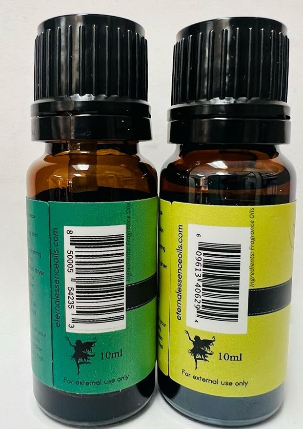 Eternal Essence Oils 2 Pack 10ml Premium Fragrance Oil - Lemon Grass & Sweet Grass - for Candle, Soap Making, Aromatherapy, Diffusers, Home Care, & Humidifiers EternalEssenceOils