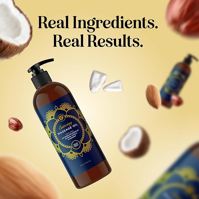 Luxurious Vanilla Massage Oil for Couples - Easy Glide Non Greasy Sweet Vanilla Sensual Massage Oils for Date Night with Silky Smooth Sweet Almond Oil Coconut and Jojoba - Vegan Non GMO & Gluten Free - Bloomnest