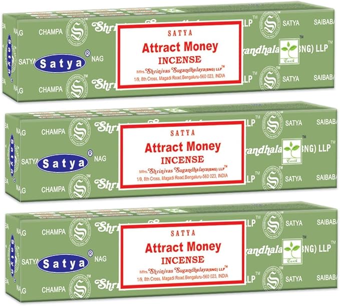 3 Packs Original Satya Sai Baba Nag Champa Incense Sticks Joss Insence - Insense 15g Box NagChampa Agarbatti (Attract Money) Satya