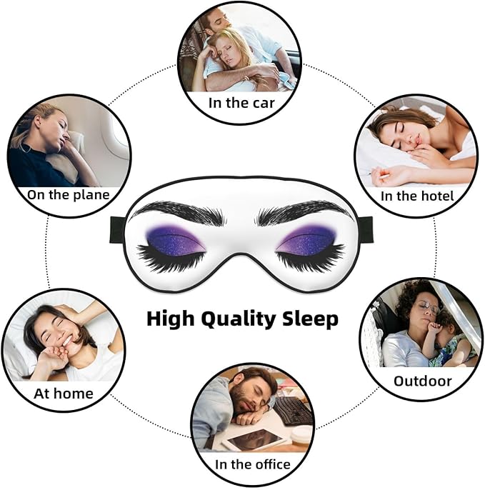 Sleep Eye Mask Purple Eyeshadow Eyelash Sleep Mask for Women Men Comfortable Eye Mask with Adjustable Strap Soft Eye Cover Blindfold for Travel Yoga Nap Shift Work - Bloomnest