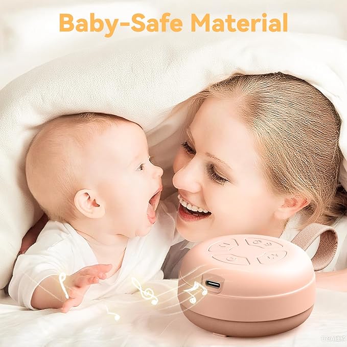 Portable Sound Machine for Baby | White Noise | 12 Soothing Sounds | Noise Canceling for Travel, Office, Nursery | Baby Shower | Registry Gift | Sleep Soother for Babies Kids Adults | Peach - Bloomnest