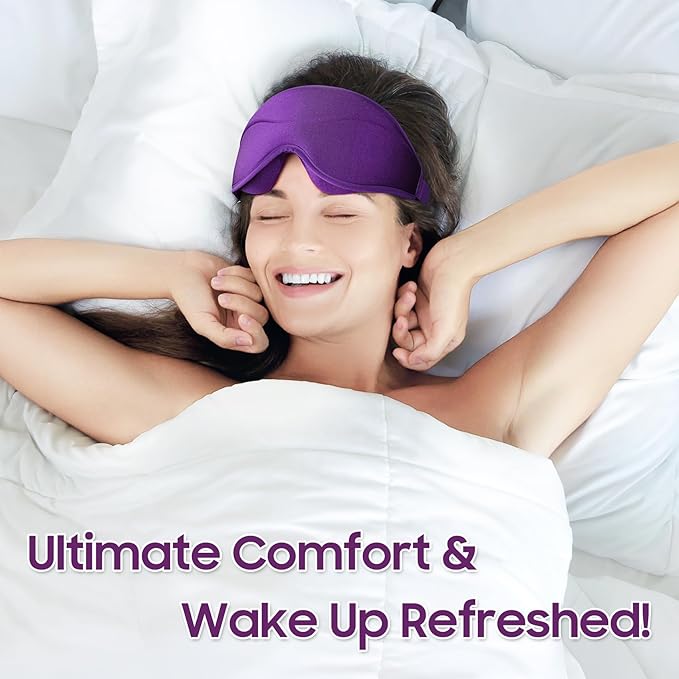Sleep Mask - Total Blackout 3D Sleeping Mask, Super Lightweight & Silky Soft Eye Mask for Sleeping, Fully Adjustable Fit for Home, Office, Traveling, Meditation, Yoga, Purple - Bloomnest