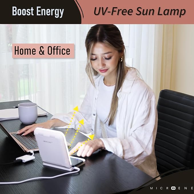 Light Therapy Lamp with Wireless Phone Charger Pad, 2 in 1, 10,000 Lux Bright White UV-Free LED, Anti-Glare, 5 Adjustable Brightness, Sunlight Lamp with Timer, Energy Booster - Bloomnest