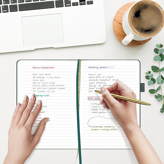 &And Per Se Lined Journal Notebook, 160 Pages, A5 5.7 x 8 inches College Ruled Thick Paper Notebook Journals for Writing, Hardcover Notebooks for Women Men Office School (Celestial Green)