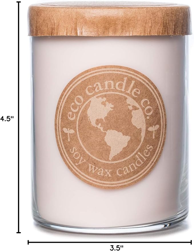 ECO CANDLE CO. Recycled Candle, Baby's Butt, 18 oz. Double Wick - Scents of Lavender, Baby Powder, & Vanilla - 100% Soy Wax, No Lead, Kraft Paper Label & Lid, Hand Poured, Midwest Grown Soybeans - Bloomnest