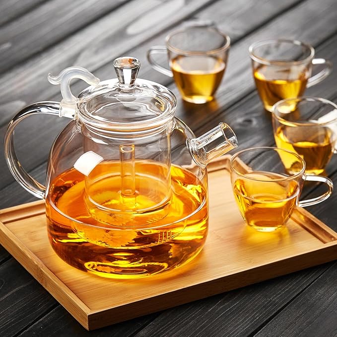 68OZ Glass Teapot, Large Glass Tea Pot With Infuser, Kettle For Stove Top, Tea Cup With Infuser For Loose Leaf Tea Steeper 2000ML, Dishwasher Safe - Bloomnest