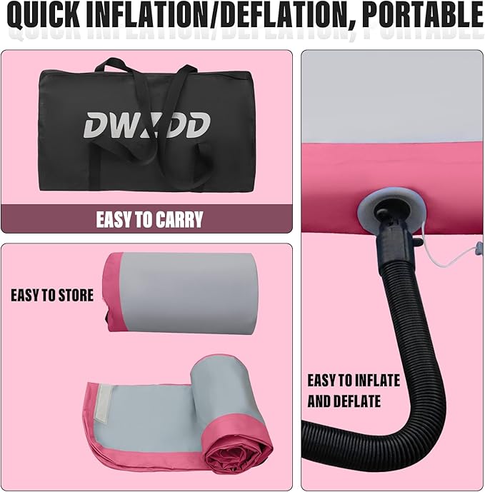 Dwzdd Gymnastics Air Mat 10ft/13ft/16ft/20ft Tumbling Mat Inflatable Gymnastics Tumble Track for Home/Gym/Training/Cheerleading/Water with Electric Pump - Bloomnest