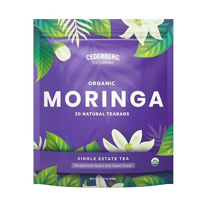 Cederberg Tea Company Organic Moringa Tea β 30 Tea Bags | Organic Herbal Tea From Single Origin | Eco-Friendly Tea Bags | Non-GMO Caffeine Free Tea With Zero Sugar - Bloomnest