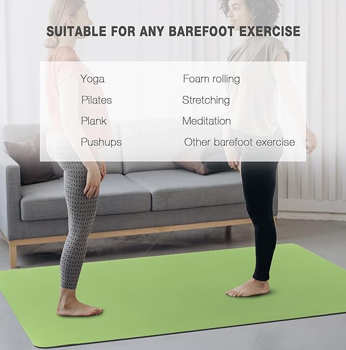 UMINEUX Large Yoga Mat for Men and Women 1/4 & 2/5 Inch Extra Thick TPE Fitness Mat for Home Gym Workout, Non-Slip, Eco Friendly Exercise Mat for Yoga, Pilates, Stretching, Meditation - Bloomnest