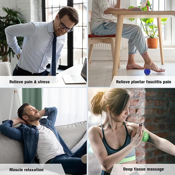 Massage Ball - 3 in 1 - with Foot Roller & Spiky Balls, Plantar Fasciitis Relief and Heel Spur Relief, Foot Roller Massage and Trigger Point Ball