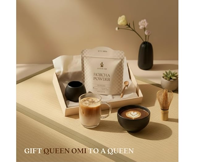 Queen Omi Organic Hojicha Powder | 100% Organic Japanese Roasted Green Tea Powder—Matcha & Coffee Alternative | Low Caffeine, Antioxidant-Rich, Smooth, Toasty, Nutty Flavor | 80g - Bloomnest