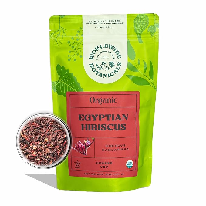 Worldwide Botanicals Organic Hibiscus Tea β 8 oz, Loose Leaf, Cut and Sifted β 100% Egyptian Hibiscus sabdariffa AKA Karkade, Roselle, Sorrel, Zobo, Flor de Jamaica - Bloomnest