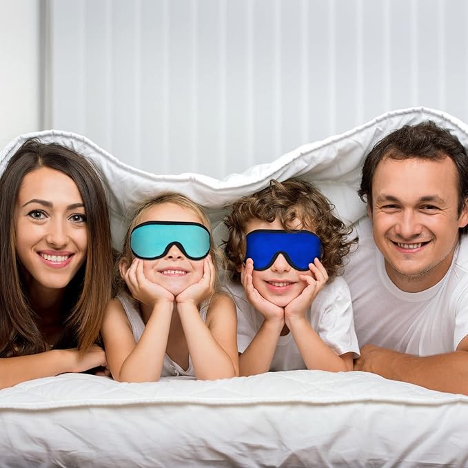 2 Pieces 3D Sleep Mask for Kids Memory Foam Contoured Eye Mask, Travel Sleep Eye Cover with Adjustable Strap, 3D Blindfolds(Blue and Green) - Bloomnest