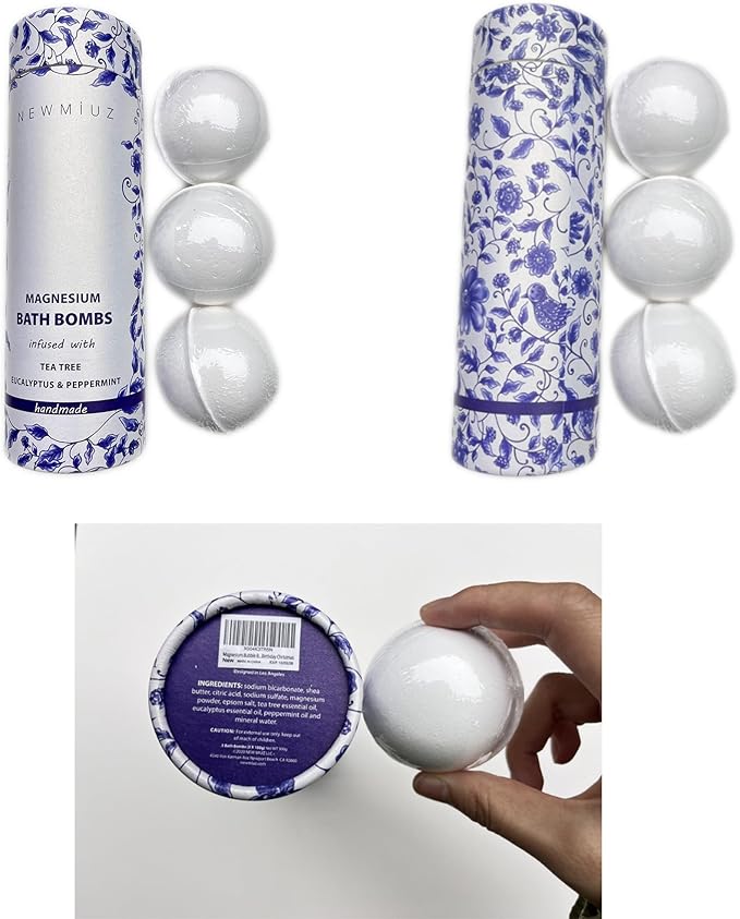 Magnesium Bubble Bath Bombs Long Lasting Foaming Sore Muscles Recovery Tea Tree Relaxing Stress Relief Calming Self Care Spa Gift for Birthday Christmas - Bloomnest