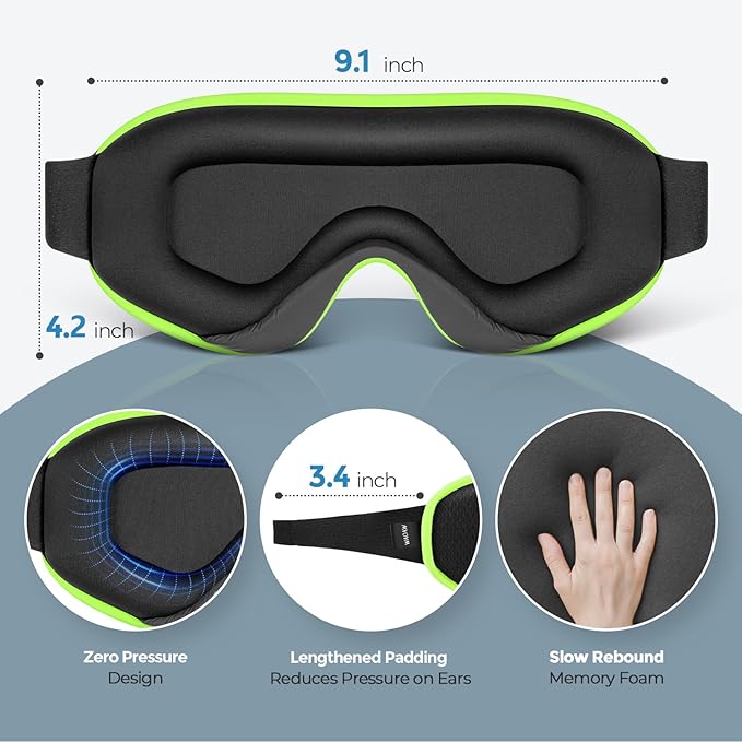WAOAW Sleep Mask for Men Women: Blackout Eye Masks for Sleep - 3D Breathable Soft Comfortable Eye Mask for Travel - Adjustable Light Blocking Night Masks for Sleeping - Bloomnest