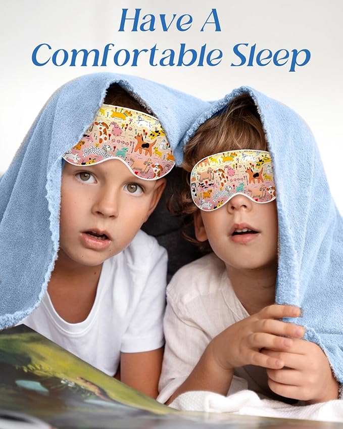 Kids Sleep Mask - Silk Eye Mask for Kids Cute Cartoon Cool Kawaii Soft Smooth Lightweight Boys Girls Teens Sleeping Mask with Adjustable Straps, Crayon Dog - Bloomnest