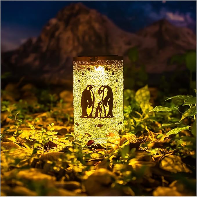 Penguin Solar Lanterns Outdoor Waterproof Hanging Solar Lights Penguin Gifts for Women Men Metal Decorative LED Penguin Lanterns for Garden Decor,Yard,Patio,Lawn,Tabletop,Pathway,Landscape - Bloomnest
