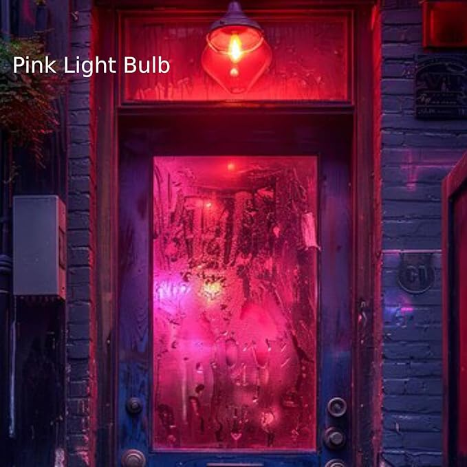4 Pack 3.2 Inch T10 Pink Light Bulb, E26 Base Edison Bulbs Dimmable, AC 120V 60 Watt Equivalent Clear Glass Filament Bulb, Halloween Christmas Party Bar Colored Light Bulbs, UL Listed - Bloomnest