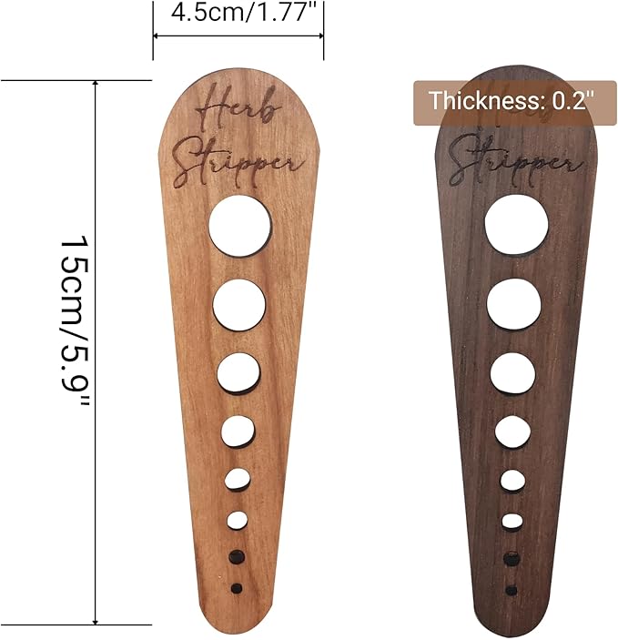 Herb Stripper Tool – Natural Wood Leaf Remover with 8 Hole Sizes, Laser Engraved Kitchen Gadget for Parsley, Thyme, Rosemary – Gift for Home Cooks & Gardeners - Bloomnest