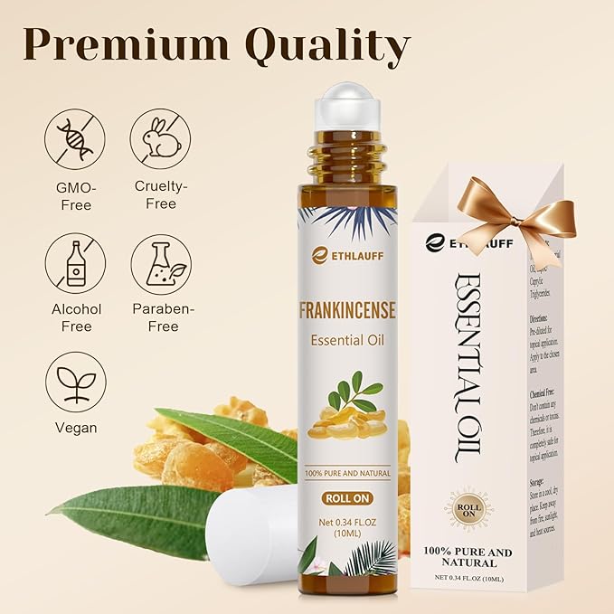 Frankincense Essential Oil Roll On, Frankincense Oil for Face & Skin Care,10ml Perfume Roll-on Oil, Natural Calm, Stress Relief - Bloomnest