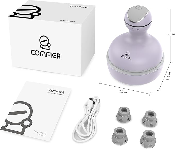COMFIER Electric Scalp Massager with Mutlti-Modes Vibration, Portable Handheld Head Scratcher for Hair Growth,Waterproof Head Massager for Full Body,Dog Cat Massager for Deep Clean and Stress Relax COMFIER