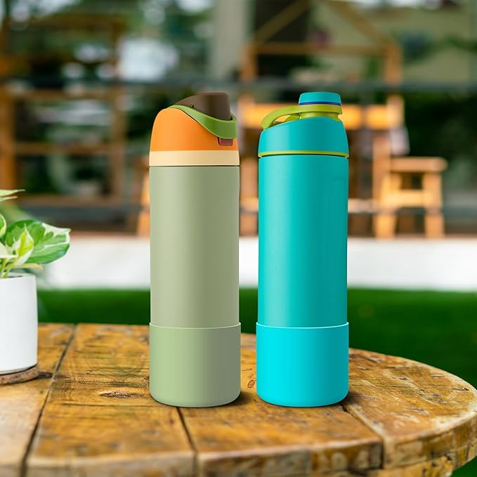 2PCS Silicone Water Bottle Boot for Owala 24oz 32oz 40oz, Anti-Slip Protective Sleeve Bottom Bumper Protector for FreeSip, Twist, and Flip Stainless Steel Water Bottles Alwenid