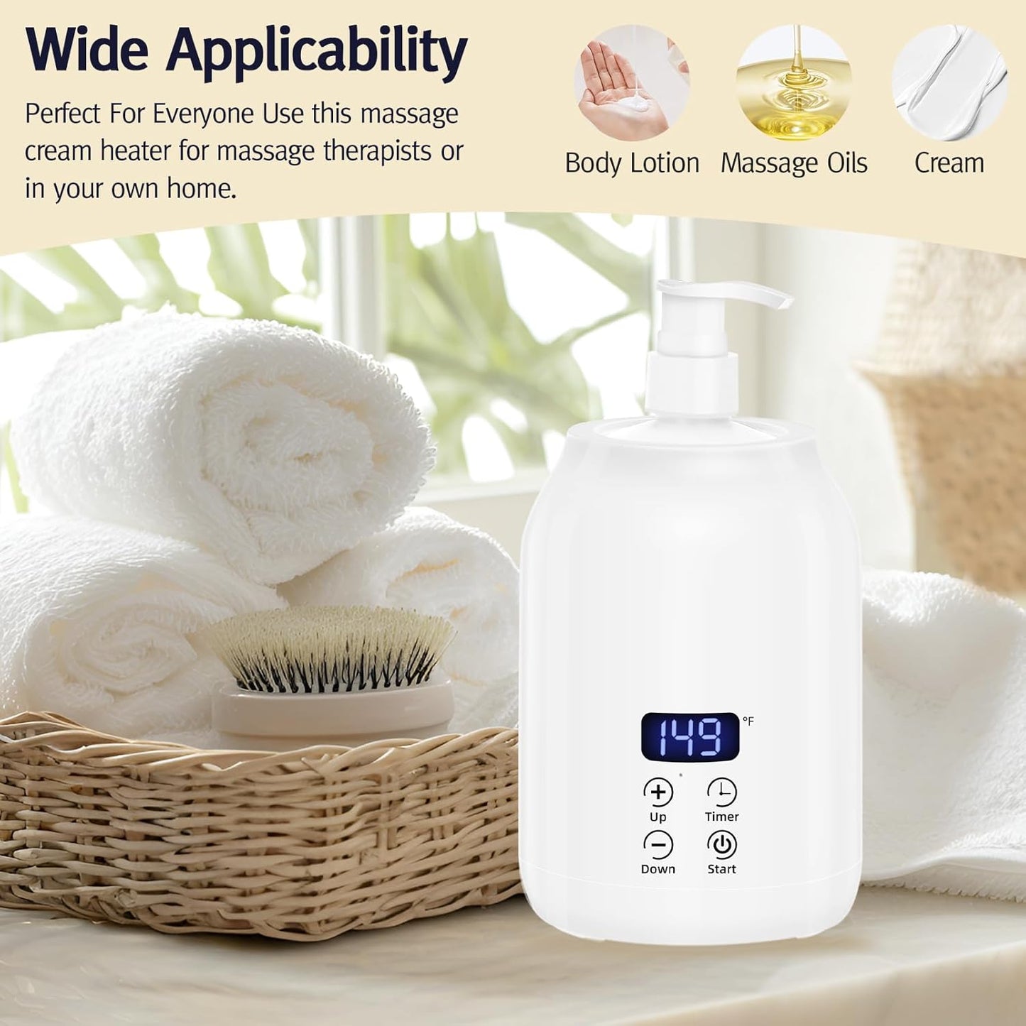 Meifuly Oil Warmer for Massage Therapy & Personal Use, Quick Lotion Warmer Heats Up, with Two Bottles, Adjustable and Constant Temperature