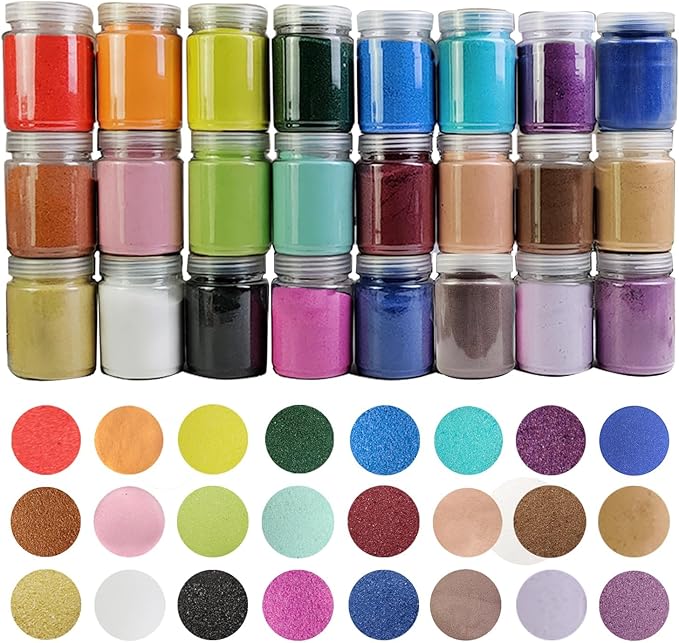 HappyFiller Colored Sand Art Kits Set of 24,Unity Sand Crafts DIY Drawing Painting Material,Vase Fillers, Wedding Ceremony Decoration,24 Bottles X 10 OZ Each Color - Bloomnest