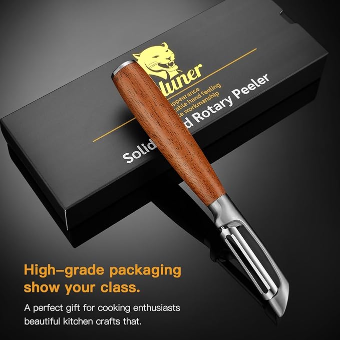 Premium I Type 304 Stainless Steel Multifunctional Kitchen Peeler Real Wood Handle Ultra Sharp Blade Vegetable Potato Apple(Boluoge) - Bloomnest