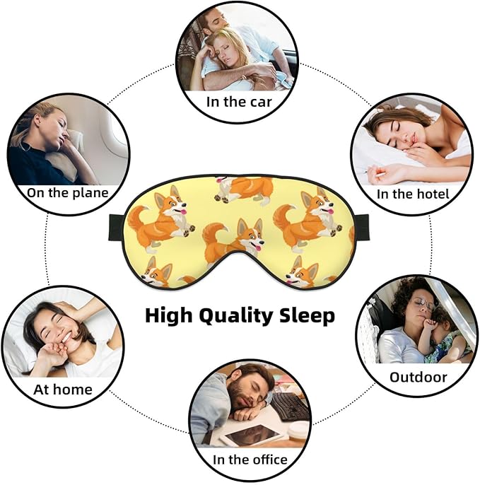 Cute Cartoon Corgi Dog Sleeping Eye Mask Eye Mask for Sleeping Soft Comfort Eye Shade Blackout Eye Cover for Deep Rest Travel Nap Meditation - Bloomnest