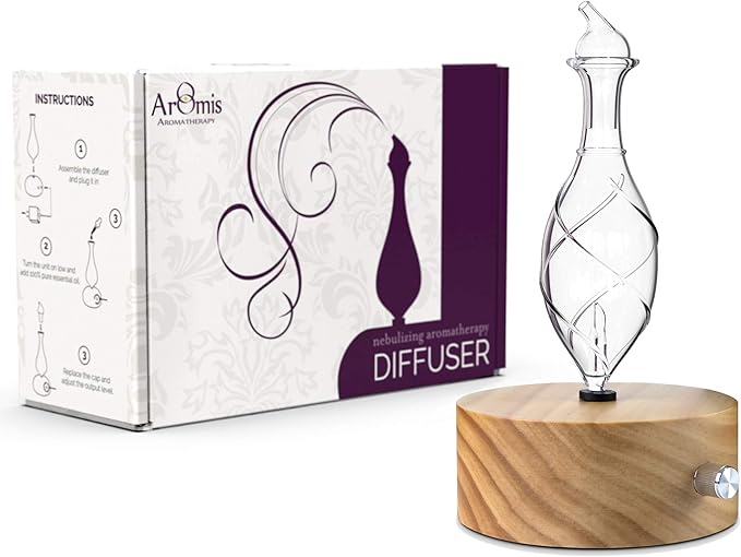 Wood and Glass Essential Oil Diffuser - Solum Lux Vitis - Aromatherapy Diffuser - Essential Oil Nebulizer ArOmis