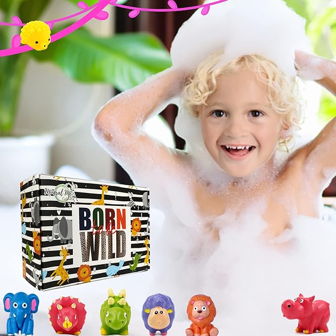 Bath Bombs for Kids with Toys Inside - Organic Bubble Bath Fizzies with Jungle Animal Toys. Gentle and Kids Friendly Spa Bath Balls, Bath Fizz Balls - Stocking Stuffers Christmas Gifts for Boy, Girls - Bloomnest