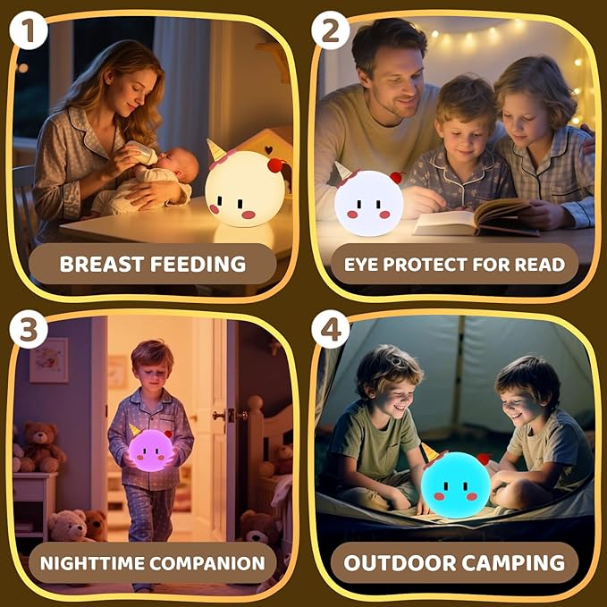 Monster Night Light for Kids Lamp, 8 Color Changing Dimmable Timer Bedside Night Lights, Squishy Silicone Lamp for Boys Girls Baby, Rechargeable Nursery Lamp for Toddler - Bloomnest