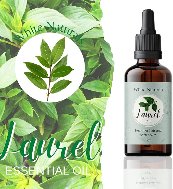White Naturals Organic Laurel Leaf Essential Oil, 100% Pure Therapeutic Grade Undiluted Natural/Homeopathic Aromatherapy Scented Bay Essential Oil for Diffuser, Vegan Cruelty-Free 1 oz - Bloomnest