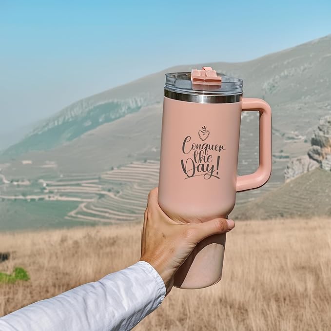 Premium 40 oz Tumbler with Handle - Inspirational Design, Includes Convenient Carry Bag, Ideal for Outdoor Activities and Daily Use, Durable and Stylish - Bloomnest