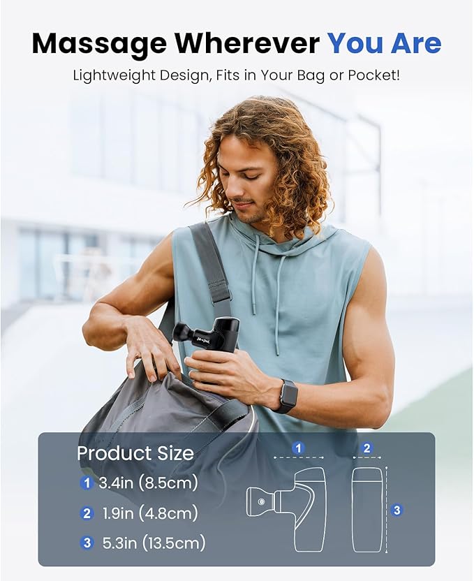 BOB AND BRAD M7 Plus Mini Massage Gun with Heat, Pocket-Sized Heated Deep Tissue Massager, Portable Percussion Muscle Travel Massager Gun, Ultra Light Small & Quiet Massage Gun - Bloomnest