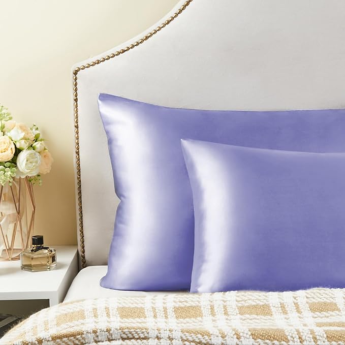 BEDELITE Satin Body Pillow Cover 2 Pack, Super Soft and Cooling Body Pillow Pillowcase for Hair and Skin, Breathable Silky Full Long Pillowcase Cover(20"x54", Lilac) - Bloomnest